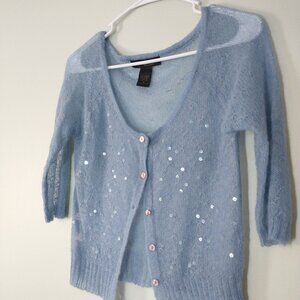 NWOT Express Cropped Mohair Blend Cardigan with Sequin Accents